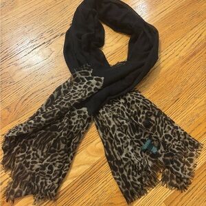Ralph Lauren Leopard Print & Black Scarf